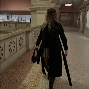 All Saints Black Double-Breasted Women's Coat Peacoat Size XS